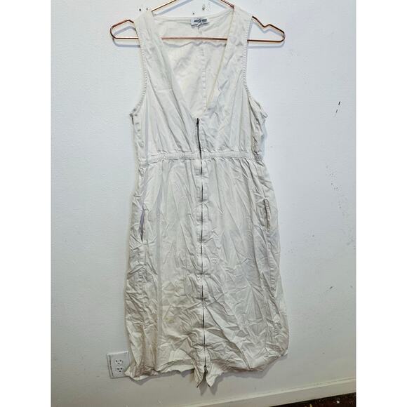 AREA STARS White Cotton Waist Cinching Sleeveless Jean A-Line Dress Size Medium - Picture 4 of 10